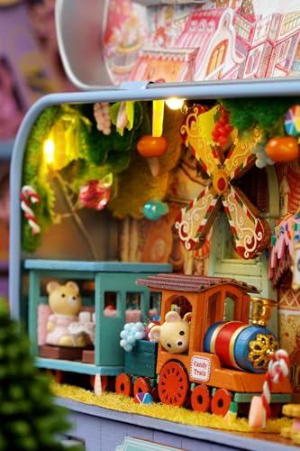 MAGQOO Miniature Dollhouse Kit Box Theater Kit Miniature Room Kit 3D DIY Wooden Doll House Kit with Furniture 1:100(Candy Adventure) - color: Candy Adventure