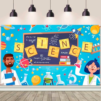 AIBIIN Science Birthday Party Backdrop Chemical Experiments Science Party Decorations Background for Kids Chemistry Lab Mad Scientist Equipment Science Research Banner 8 x 6ft - size: 8x6ft