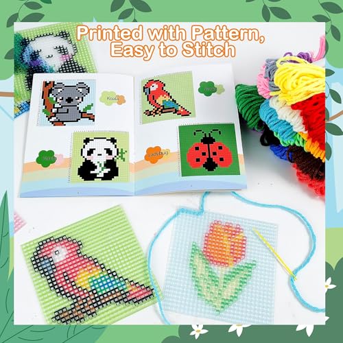 Pllieay 10-in-1 Plastic Canvas Kit for Beginners, Easy Needlepoint Kit