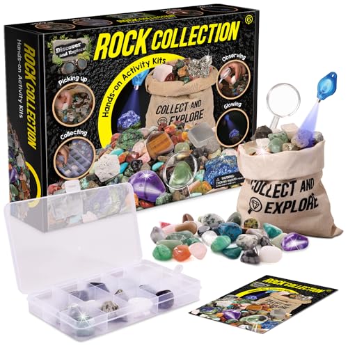 EDUMAN Rock Collection for Kids, 12 Specimens Box + 700g Real Crystals & Minerals STEM Gemstone Kit for Kids with Rock Identifier & Magnifier, Educational Geology Gift for Boys Girls Ages 6-12