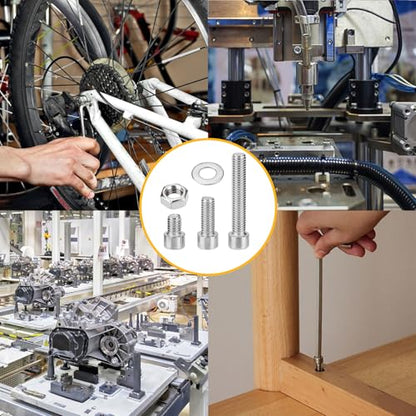 360 Pcs M6 Screws and Nuts, Hex Socket Head Cap Screws Nuts and Bolts Washers Kit, Stainless Steel Bolts and Nuts Kit, Metric Assorted Machine Screws Assortment Kit, Fully Threaded Bolt and - size: M6