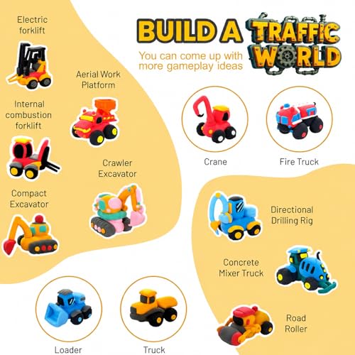 Air Dry Clay Kit for Kids – 12 Pack Construction Vehicles Modeling Clay Set - color: Yellow Traffic Kit