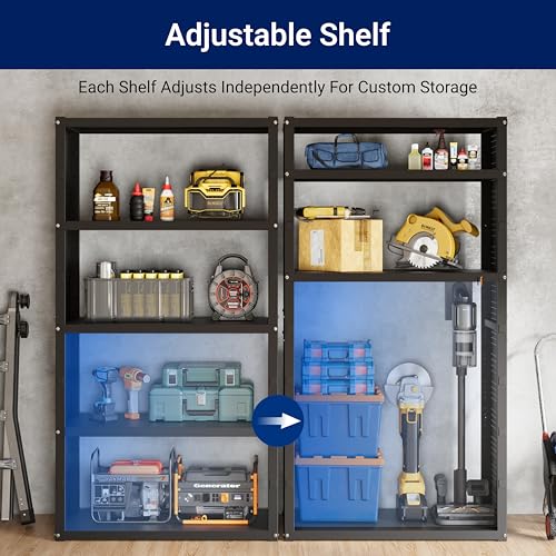 FLEXIMOUNTS 117" L Modular Garage Storage Cabinet with Workbench, Black - color: Black
