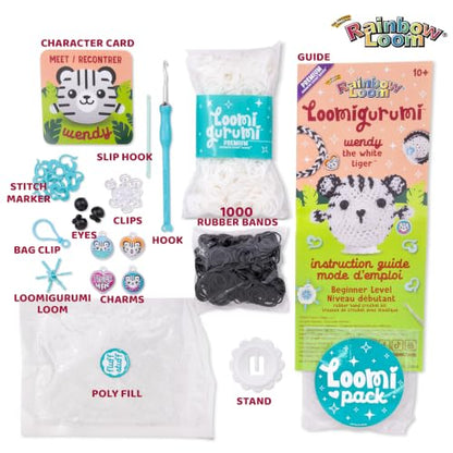 Rainbow Loom Loomigurumi Kit - White Tiger Rubber Band Crafting Set - style: White Tiger
