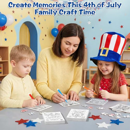 Fennoral 24 Pack 4th of July Patriotic Puzzle Craft Kit for Kids - color: 4th of July