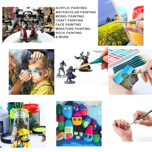 Transon 6Pcs Extra Fine Detail Brushes for Model Miniature Painting and Also Acrylic Watercolor Painting (Pack of 2) - size: 6 pcs (Pack of 2)