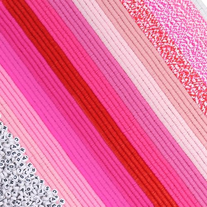 JMUQ Pink Clay Beads Bracelet Making Kit, 50 Strands 19260pcs Preppy Polymer Clay Heishi Beads and Letter Beads for Friendship Bracelet Jewelry Making, Arts and Crafts Gifts for Adults - color: PINK