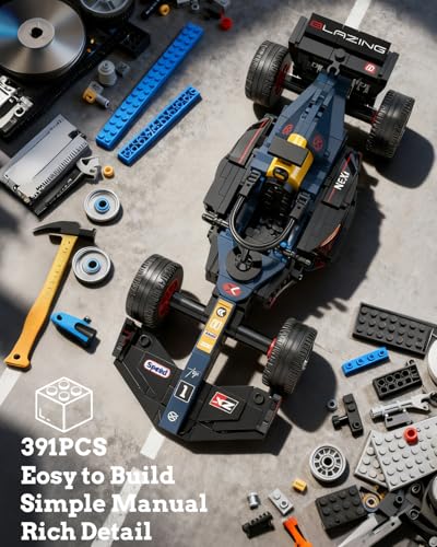 2IN1 Racing Car Building Blocks Set, MOC Speed Model Kit for Kids Ages 8+ and Adults, Creative Race Toy Gift for Boys & Girls (XZ0001) - color: Dark Bule