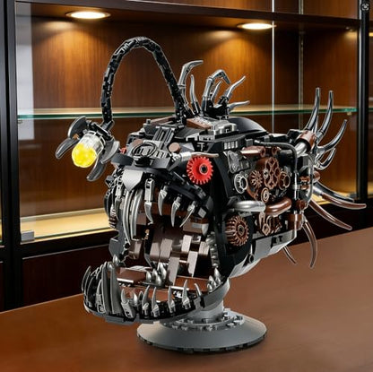 Mechanical Angler Fish Building Set, Compatible with Lego for Adult, Creative Ocean Perfect as an Office or Home décor for Adults(1038PCS) - style: Lantern