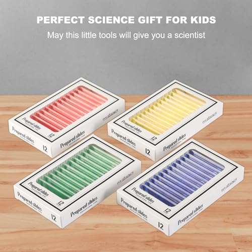 48 Prepared Microscope Slides Set of Animals Insects Plants Flowers, Biological Learning Resource Specimens for Kids Beginner Classroom Basic Science Education