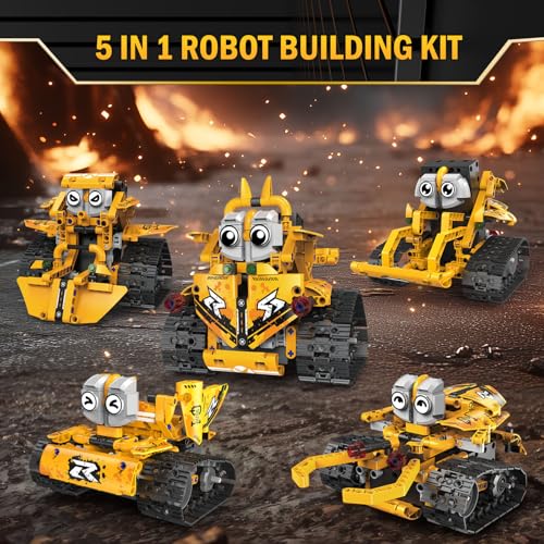 STEM Robot Building Kit for Kids Ages 8-16, 5 in 1 Robot Toys with APP & Remote Control, 269 PCS Programmable Engineering Building Blocks Birthday Gifts for Boys Girls Age 6 7 8 9 10 11 12+ - style: 11