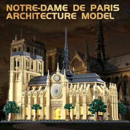 Notre Dame de Paris Architecture Building Set with LED Light, 1757 Pcs Collectible Model of Paris Landmark Building Blocks for Adults, Birthday Gift for Boys Girls 14+