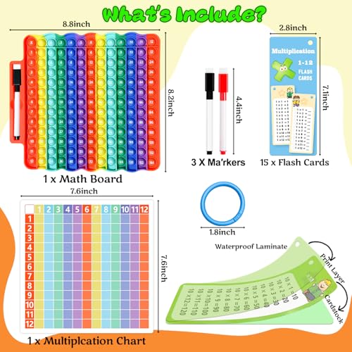 Multiplication Flash Cards + Math Board - color: C+p