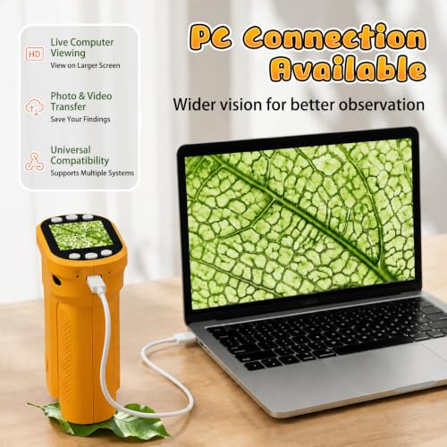 Kids Digital Microscope, 1000X Handheld Pocket Microscope STEM Science Toy - color: Orange