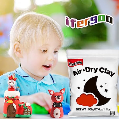 ifergoo 500g Red Air Dry Clay, 1.1LBS DIY Creative Modeling Clay for Kids - color: Red/500g