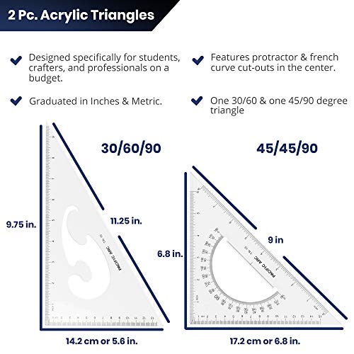 2 Pack Triangle Set 8 Inch 30/60 & 45/90 … - size: 8 Inches, style: 2 Pack