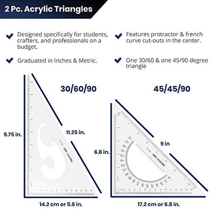 2 Pack Triangle Set 8 Inch 30/60 & 45/90 … - size: 8 Inches, style: 2 Pack