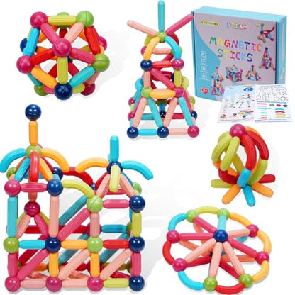 COUOMOXA Magnetic Building Blocks STEM for Toddlers: 74pcs Montessori Magnet Toys for 3 4 5 6 7 8+ Years Old Kids - Sensory Toys for Preschool Gifts-Starter Set - Birthday Gift for Boys Girls - style: 74 PCS