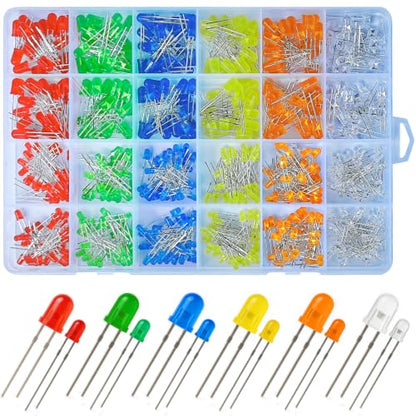 6 Colors - 600Pcs 3mm & 5mm LED Diode Assortment Kit
