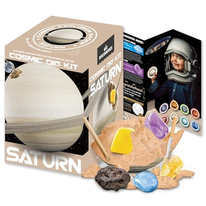 Cosmic Dig Kit by Big Discoveries - Explore the Planets of the Solar System with Gem & Fossil Excavation Kits for Kids | STEM Toy Science Dig Kits with Gemstones for Boys and Girls - style: Saturn