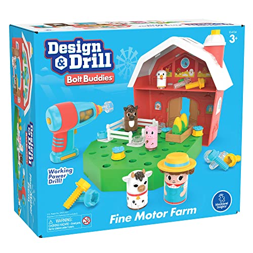 Educational Insights Design & Drill Bolt Buddies Barn - Construction Toys & Tools for Kids, Take Apart STEM Set with Real Electric Toy Drill, Pretend Play Building Kit, Gifts for Toddlers Ages 3+