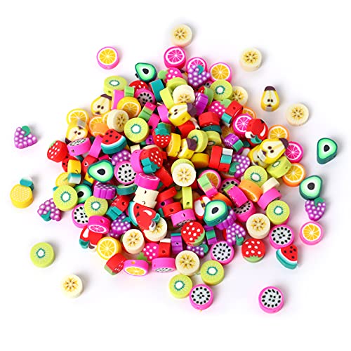 200PCS 10mm Colorful Fruit Polymer Clay Beads Bulk for Jewelry Making Craft - color: Clay Fruits