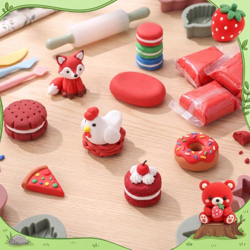 Air Dry Clay Bulk, Modeling Clay for Kids, 100 Pcs, Red - color: Red