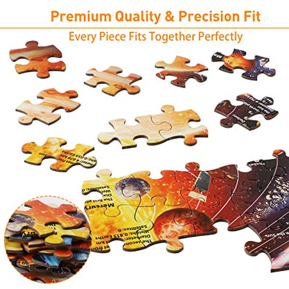 Solar System Space Kids Jigsaw Puzzles - 100 Piece Science Educational Toys for Ages 4-8 Boys & Girls - 8 Planets - color: Solar System