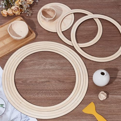 UNICRAFTALE About 11Pcs Ceramics Plate Forming Molds Flat Round Pottery Tools Wooden Concentric Geometric Figure Rail Set Clay Molds Dish Slump Mold for DIY Blank Modeling 25-35cm Diameter - size: 25-35cm Diameter
