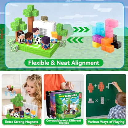 100PCS Magnetic Building Blocks, Sensory Stacking Toys for Kids Ages 3+ - color: Soccer Game