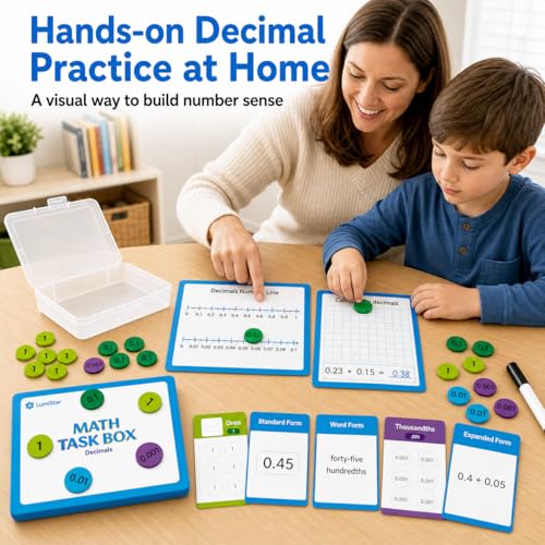 Math Task Box Set Place Value Decimals, 5 Boxes