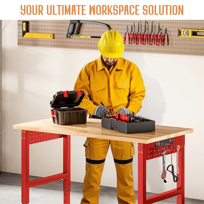 SPECRAFT Red Adjustable Heavy-Duty Workbench - color: Red, size: Standard/44"x20"