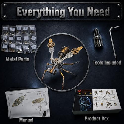 3D Metal Puzzles for Adults Teens-160+Pcs-Mechanical Wasp Bee Insect Models-3 Hours to Build-Ideal for Birthday Gifts and Decorations(Mechanical Wasp A) - style: Mechanical Wasp A