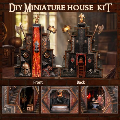 NookMaster Book Nook Kit with LED Light DIY Miniature Dollhouse for Adults - color: Ironpeak Forgeworks