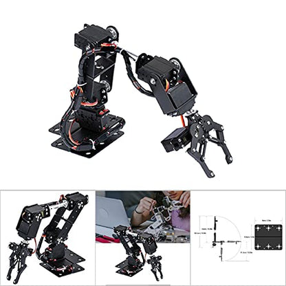 6DOF Robot Mechanical Arm Kit, Programming Robotic Clamp Hand Claw with 6 Servo Motors, 180 Degree Angle Manipulator Industrial Robot Parts for College Teaching