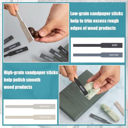 Honoson 20 Pcs Sanding Sticks Model, Low and High Grits, Innovative Style - style: Innovative Style