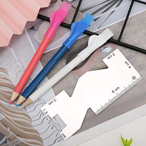 Metal Sewing Ruler, 3.9 Inch Multifunctional Gauge with Brush 3Pcs Tailor Pens for Embroidery Handicraft DIY Tailoring Lineation Precise 10cm Knitting Gauge for Fabric Marking