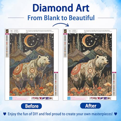 AUKELHJ Bear Diamond Art Kits for Adults, Diamond Painting, 12x16 Inch - color: 10-Bear, size: 12X16 inch