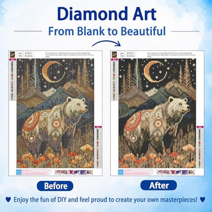 AUKELHJ Bear Diamond Art Kits for Adults, Diamond Painting, 12x16 Inch - color: 10-Bear, size: 12X16 inch