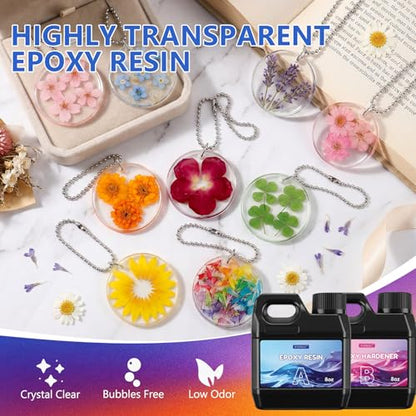 KISREL Epoxy Resin Kit 16OZ with Keychain Earring Molds, Tools for Beginner - size: 16oz Key Chain Kit