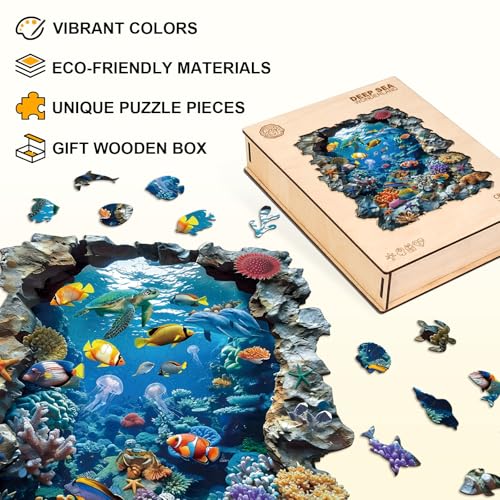 Wooden Puzzles for Adults, Deep Sea Wonderland Wood Puzzles Adult - color: Deep Sea Wonderland, size: Small