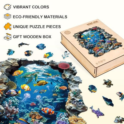 Wooden Puzzles for Adults, Deep Sea Wonderland Wood Puzzles Adult - color: Deep Sea Wonderland, size: Small