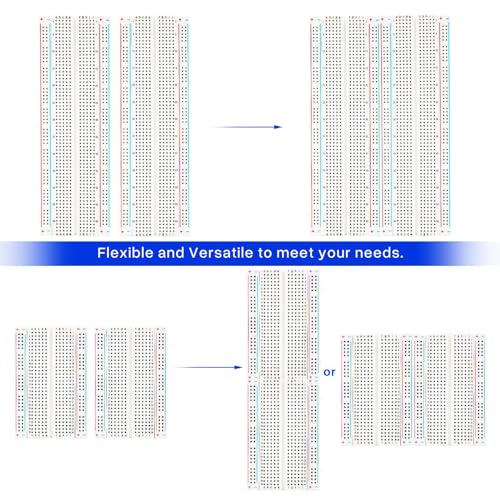 ELEGOO 4PC Solderless Breadboard Kit, 830 & 400 Tie Points Prototype Board - size: 2 PCS 830 Point + 2 PCS 400 Point