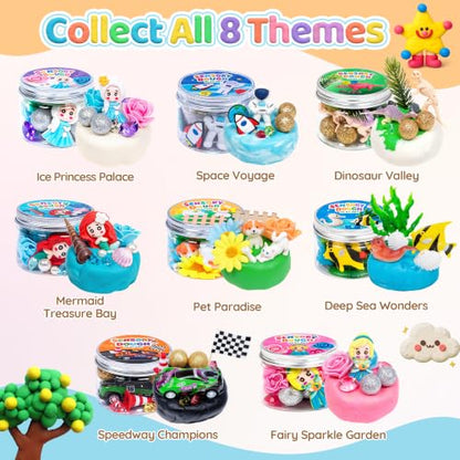 8-Pack Sensory Dough Jars, Reusable Play Kit for Kids, Non-Toxic