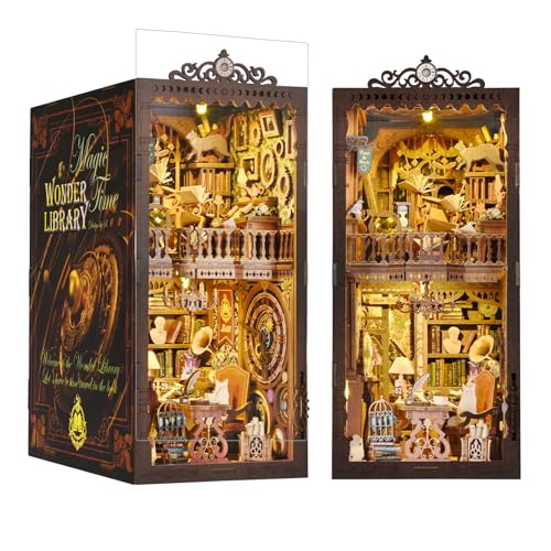 TOYQI Book Nook Kit, DIY Miniature Dollhouse Kit for Adults and Teens - color: Wonder Libraty