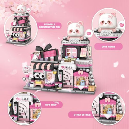 NEWABWN Street View Panda Gift Shop MOC Set, 938 Pcs Mini Blocks - style: Gift Shop