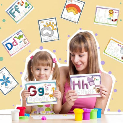 Ireer 36 Pcs Alphabet & Weather Clay Mats for Kids Activity Card for Clay - style: Alphabet & Weather