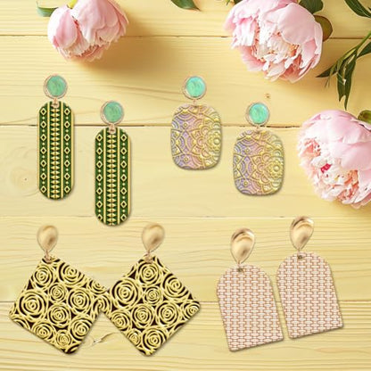 4PCS Polymer Clay Texture Sheets Set for Using with Clay Cutters, Boho Clay Texture Mats, Pottery Jewelry Making Kit DIY Creative Crafts Tools - style: Retro Pattern 1 Theme-4pcs
