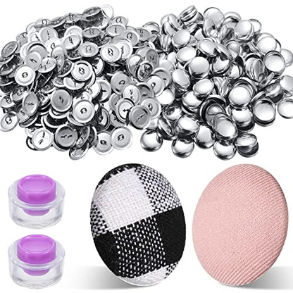 100 Sets Cover Buttons Kit with Tools Size Buttons to Cover Self Cover Buttons with Wire Backs DIY Fabric Cloth Cover Buttons (Size 24/0.59 Inch) - size: Size 24 / 0.59 Inch