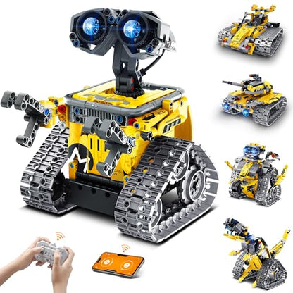 Mibido STEM Robot Building Kit Gift for Boys Ages 8-12 with Remote Control - color: Yellow
